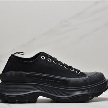 AlexanderMcQueen 系帶厚底帆布鞋