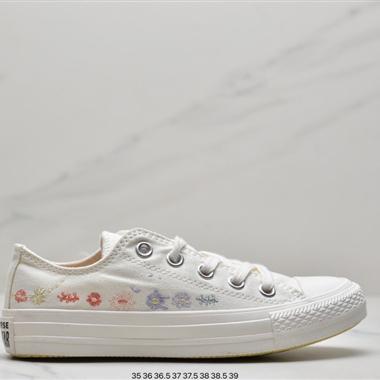 Converse All Star ox 刺繡小花低幫板鞋 