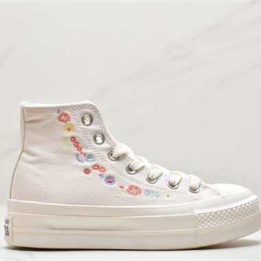 Converse All Star Lift 厚底刺繡小花