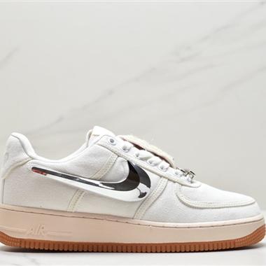 Travis Scott X Nike Air Force 1 Low "ravis Scott White"空軍一號低幫經典百搭休閑運動板鞋