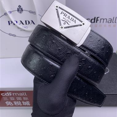 PRADA   2023新款時尚皮帶  3.4CM