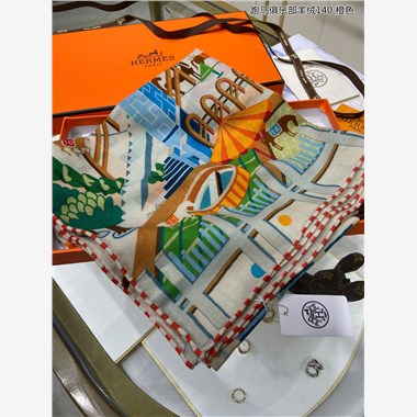 HERMES  2023秋冬新款時尚圍巾  尺寸：140-140