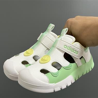 Adidas  皮面鏤空魔術貼兒童涼鞋