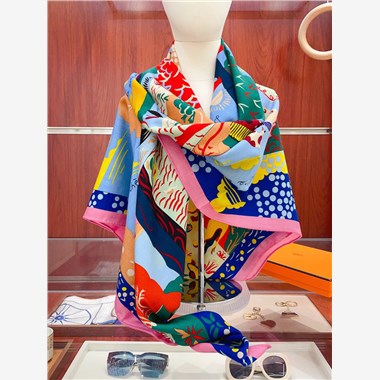 HERMES  2024秋冬新款時尚圍巾 尺寸：140-140