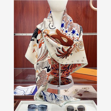 HERMES  2024秋冬新款時尚圍巾 尺寸：140-140