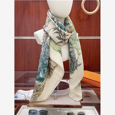 HERMES  2024秋冬新款時尚圍巾 尺寸：140-140