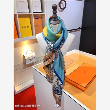 HERMES  2024秋冬新款時尚圍巾 尺寸：140-140