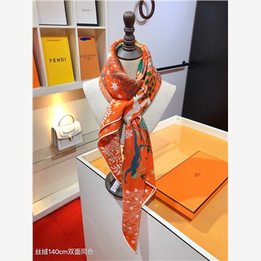 HERMES 2024秋冬新款時尚圍巾 尺寸：140-140