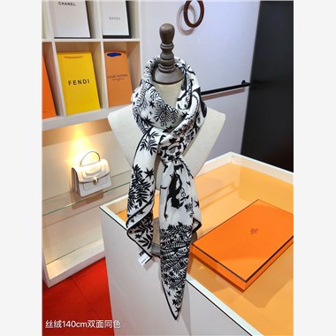 HERMES 2024秋冬新款時尚圍巾 尺寸：140-140