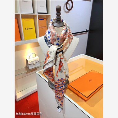 HERMES 2024秋冬新款時尚圍巾 尺寸：140-140