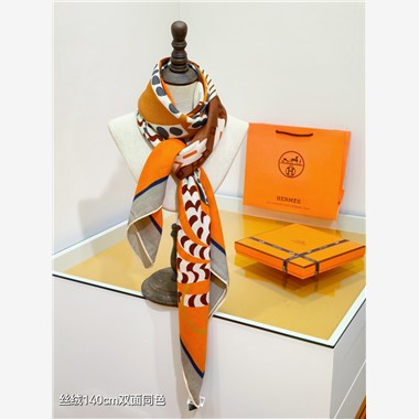 HERMES 2024秋冬新款時尚圍巾 尺寸：140-140