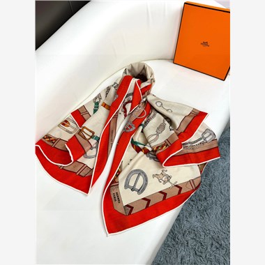 HERMES 2024秋冬新款時尚圍巾 尺寸：140-140