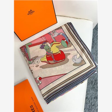 HERMES 2024秋冬新款時尚圍巾 尺寸：140-140