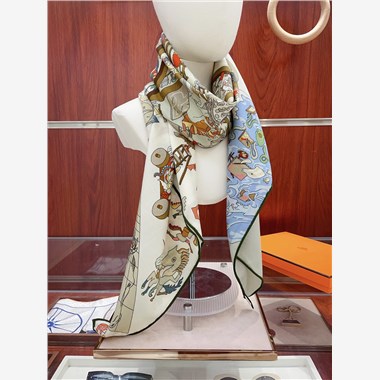 HERMES 2024秋冬新款時尚圍巾 尺寸：140-140