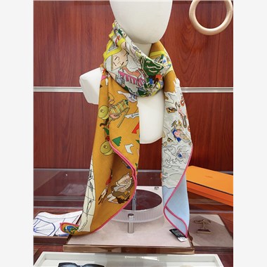 HERMES 2024秋冬新款時尚圍巾 尺寸：140-140