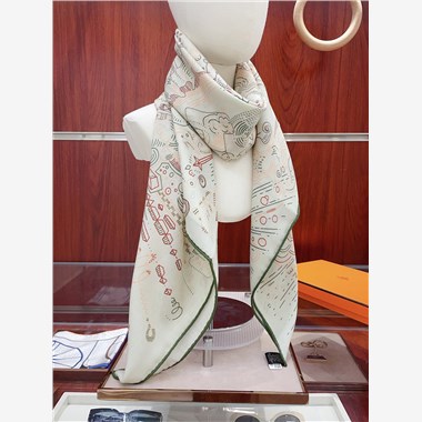 HERMES 2024秋冬新款時尚圍巾 尺寸：140-140