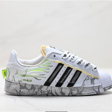 Hellstar x Adidas Originals Superstar貝殼頭系列 三葉草低幫經典百搭休閒運動板鞋