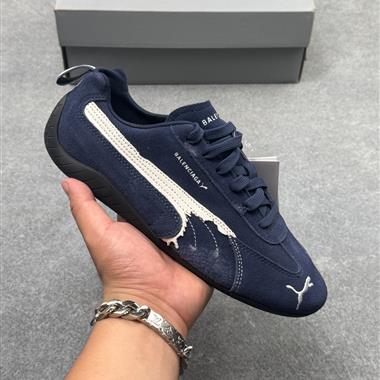 PUMA x BalenciagaSpeedcat 系列圓頭做舊磨損 低幫 生活休閒鞋